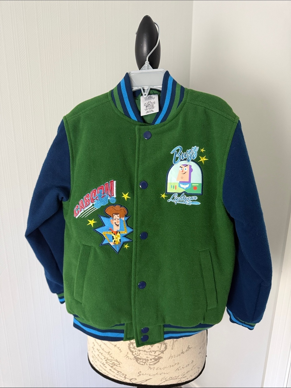Kids Pixars Toy Story Lettermans Jacket size 5/6 Blue and Green Varsity New